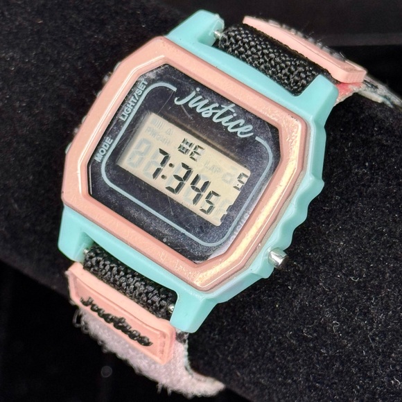 Justice Teal Pink Colorful Butterfly Band Watch - Picture 1 of 5